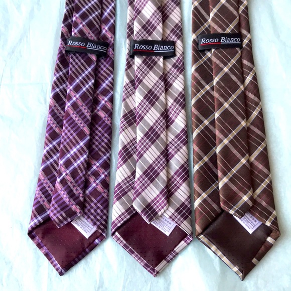 NWOT Rosso Bianco checker slim tie bundle - Picture 6 of 7